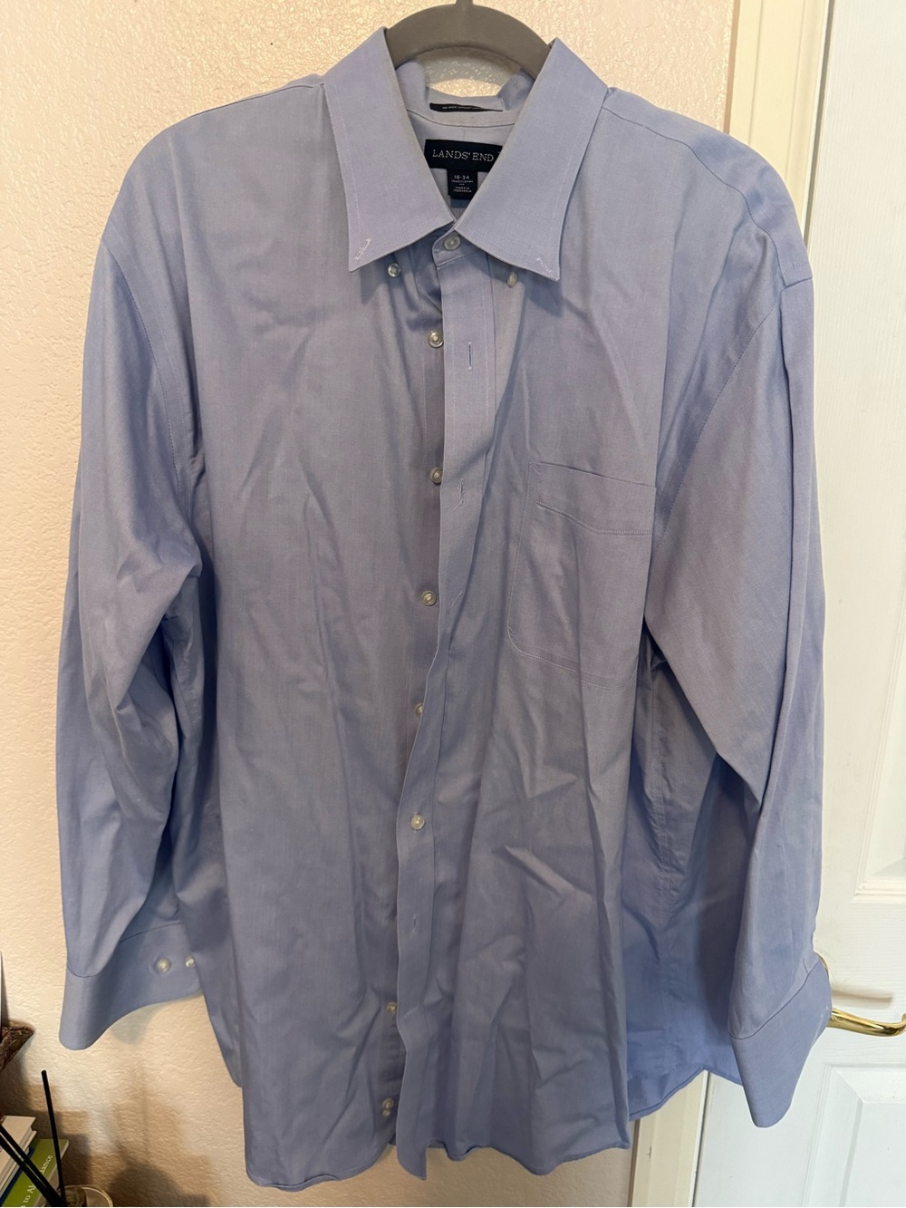 Lands' End Men's Pale Blue Button-Down Dress Shirt